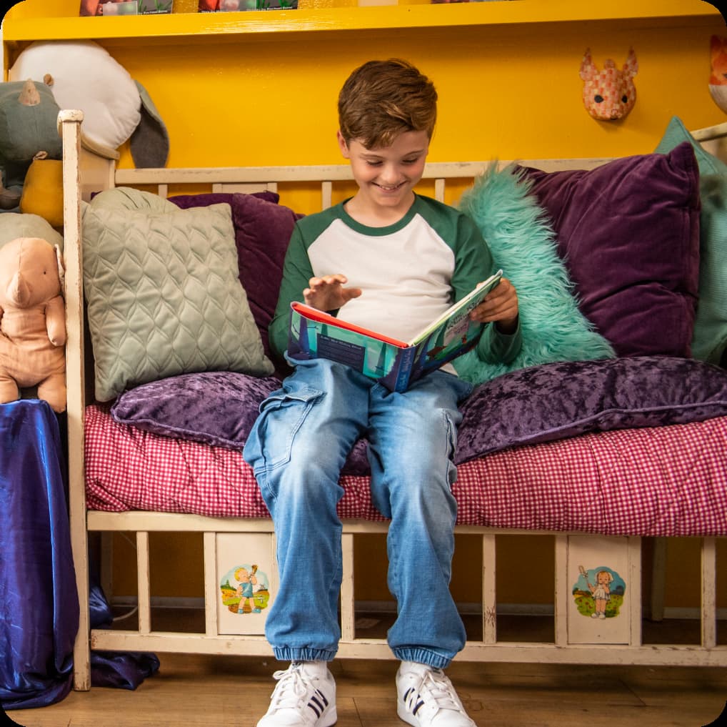Boy reading a book