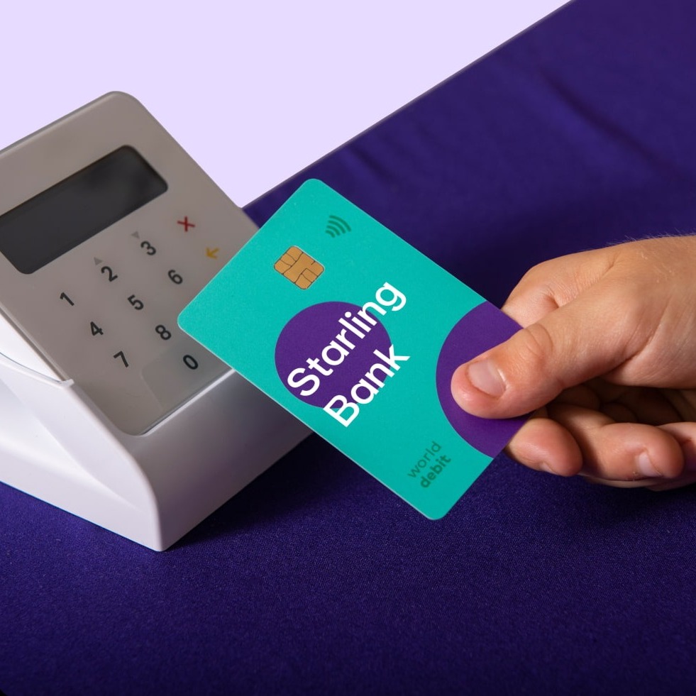 Person taps Starling card on card reader