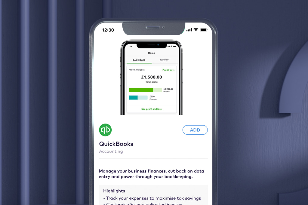 Mobile phone showing QuickBooks