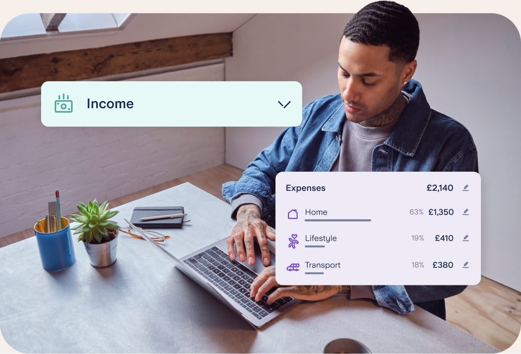 Man doing expenses on his laptop