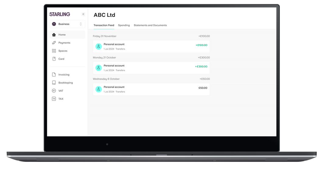 An example of Starling online banking