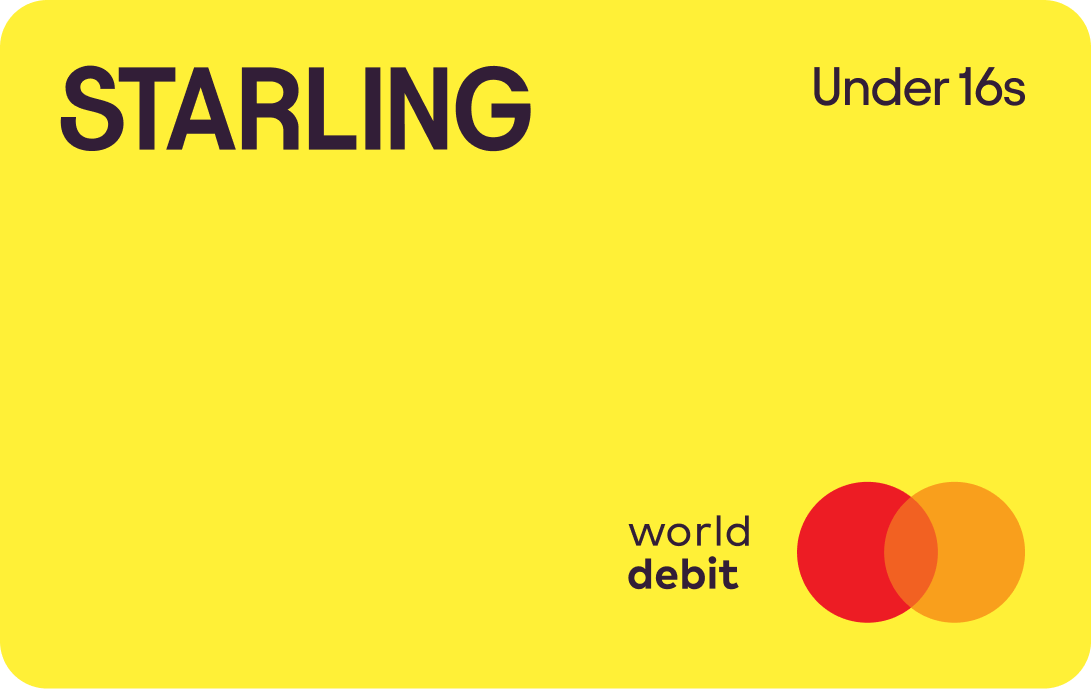 Yellow Under 16s debit card for kids