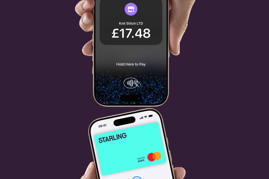 Starling card showing in phone wallet and using Tap to Pay on iPhone