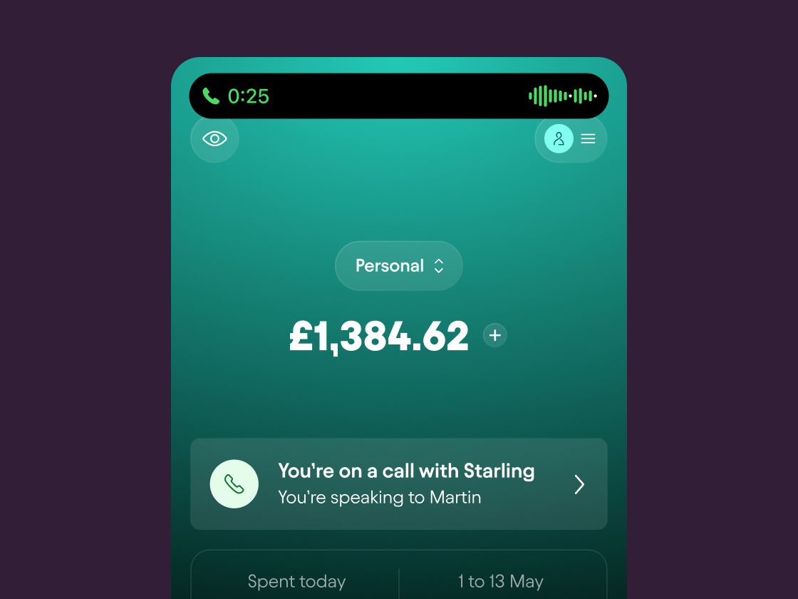 Starling app screen showing legitimate call with Starling