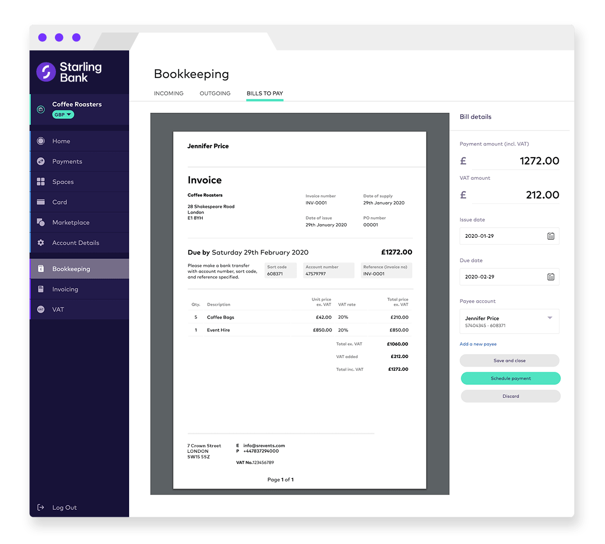 Toolkit bills feature invoice