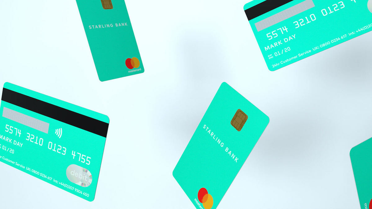Multiple Starling Bank's teal-coloured Personal Account cards