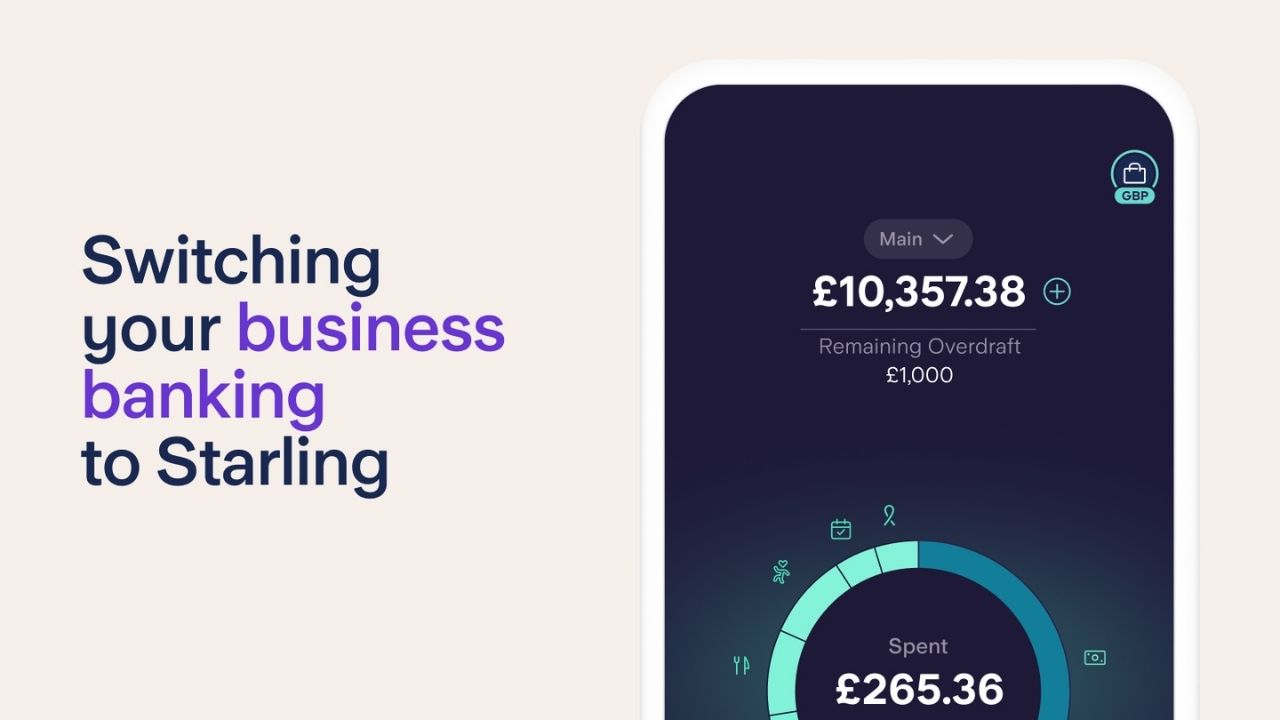 text "Switching your business banking to Starling" next to app interface