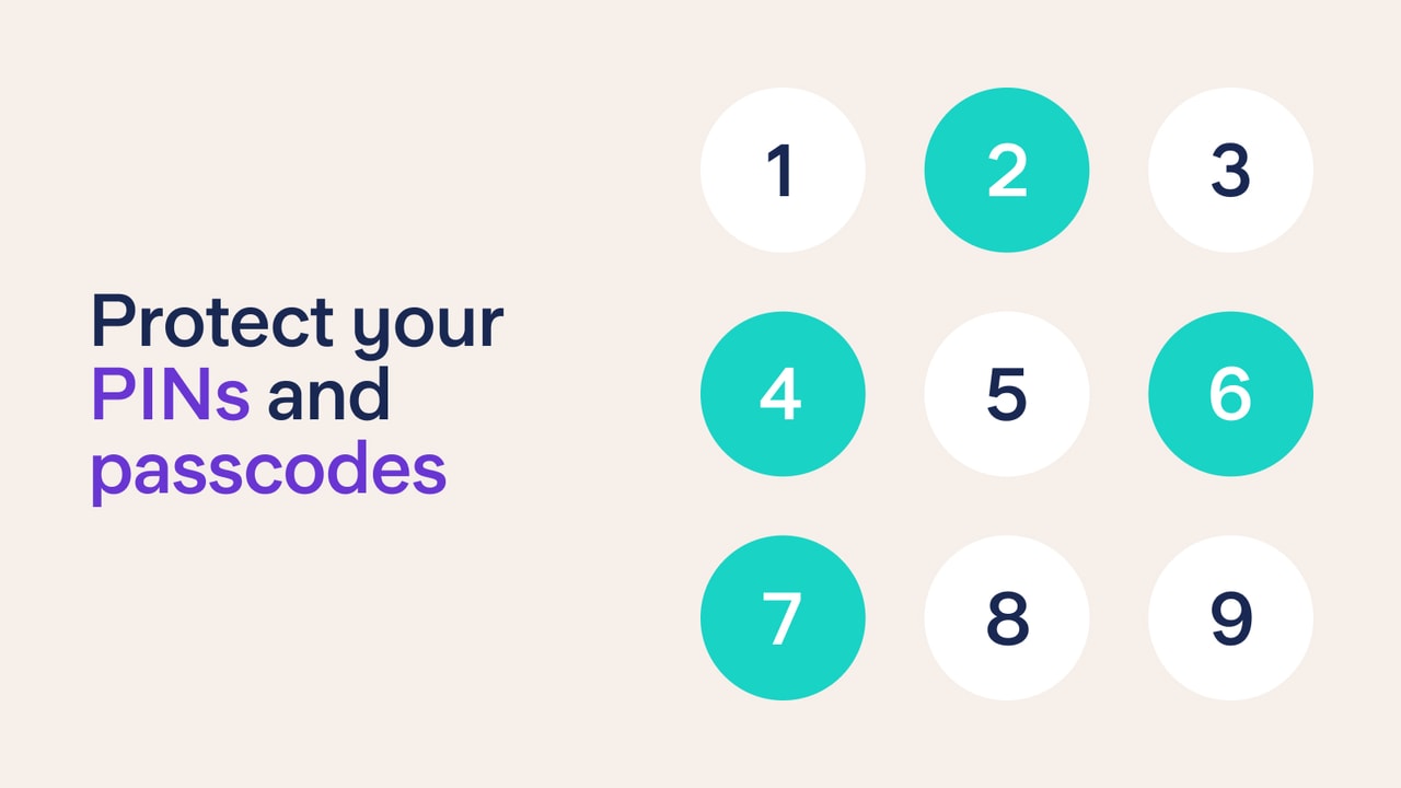 A grid of numbers for entering a pin number