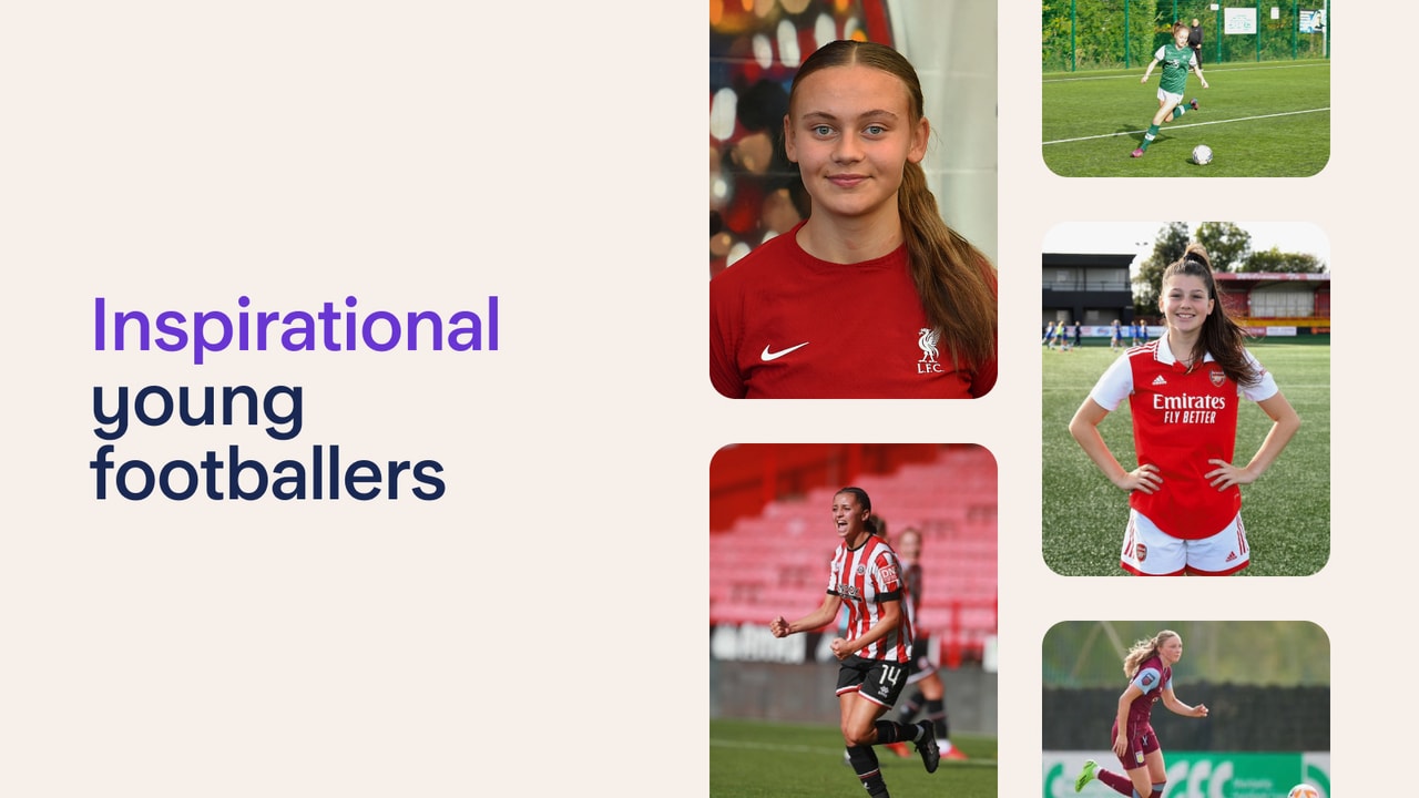 Collection of photos showing young footballers