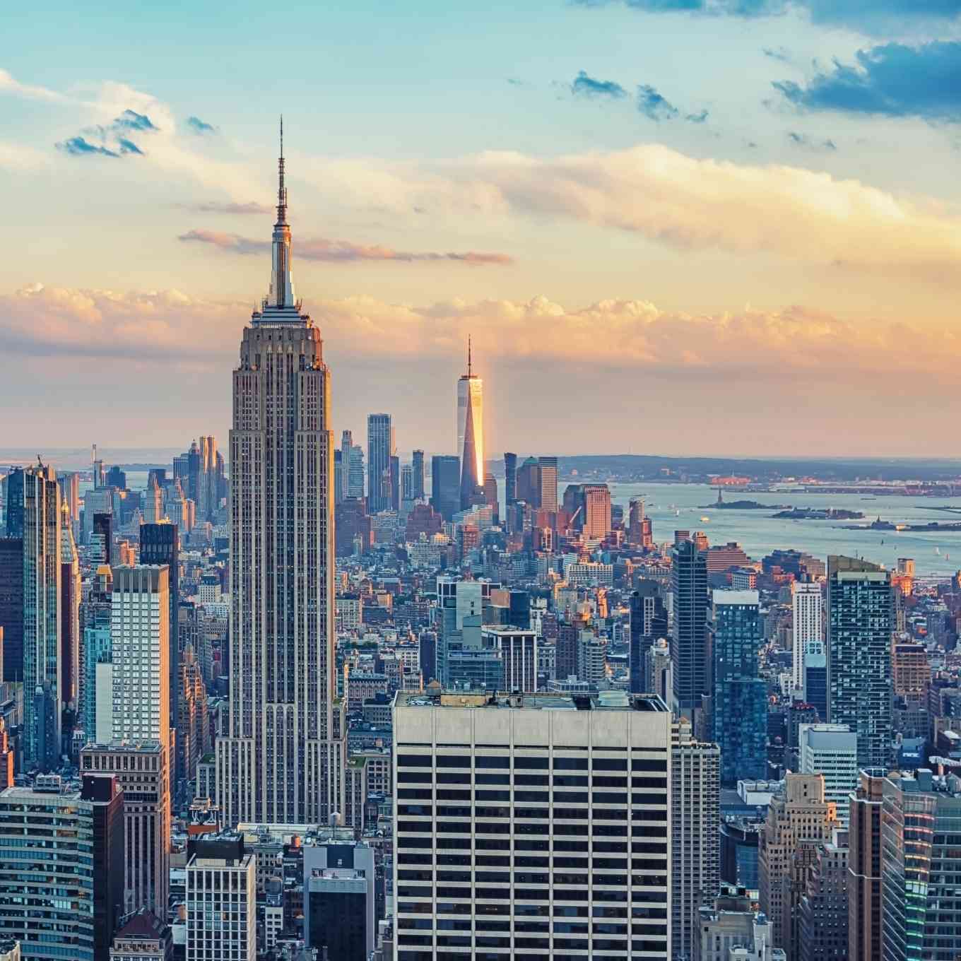 New York skyline at sunset