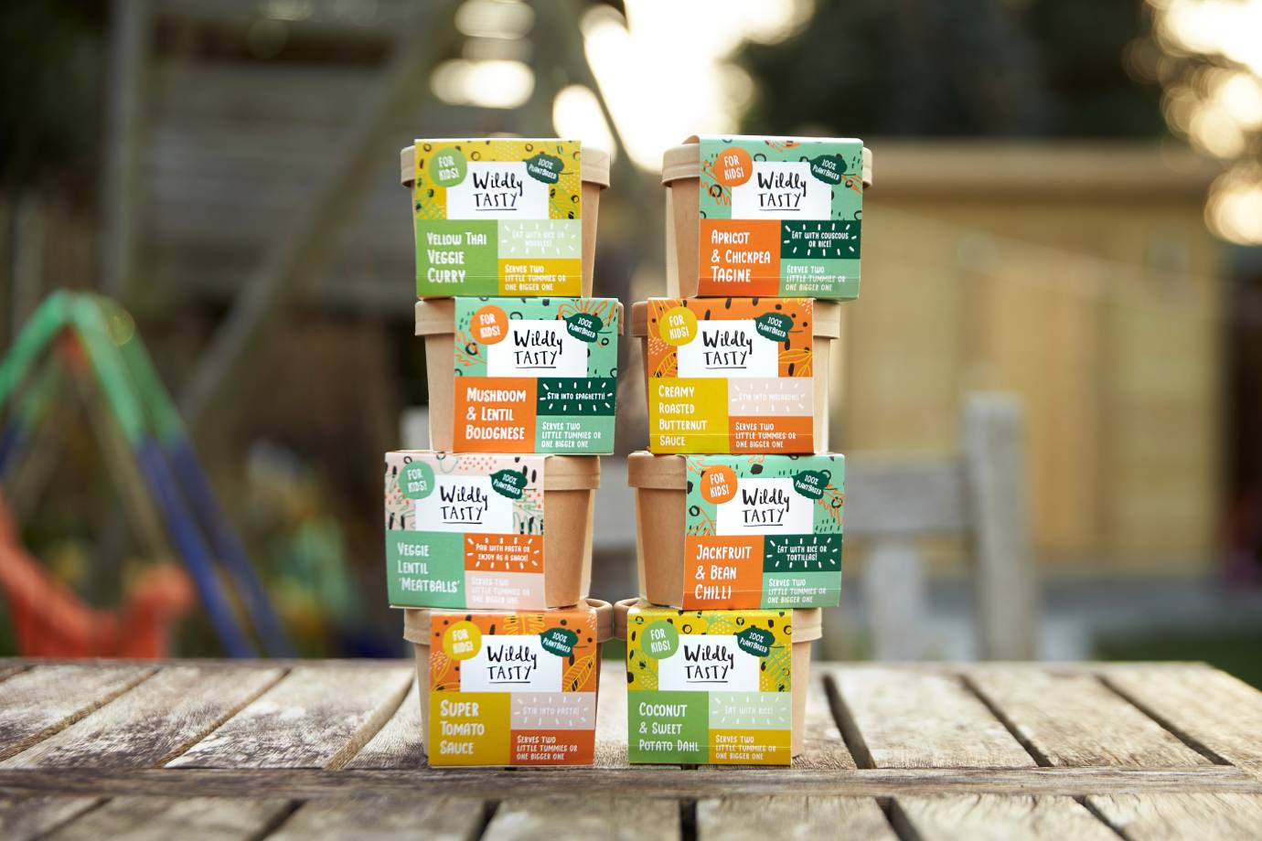 Selection of products from Wildly Tasty stacked one on each other