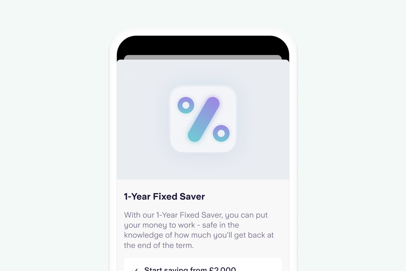 Screenshot of the Starling Bank app's fixed saver page