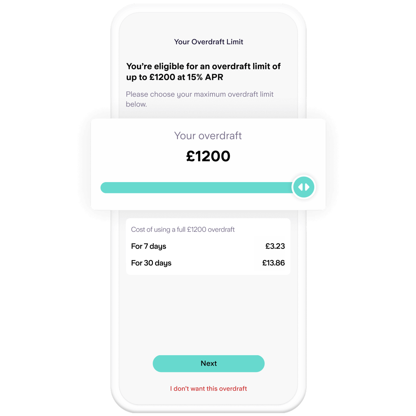 An example of the Starling app showing an overdraft