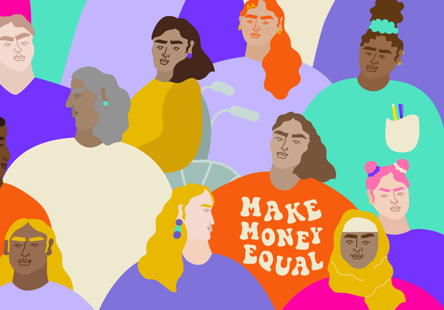 Illustration of diverse group of women