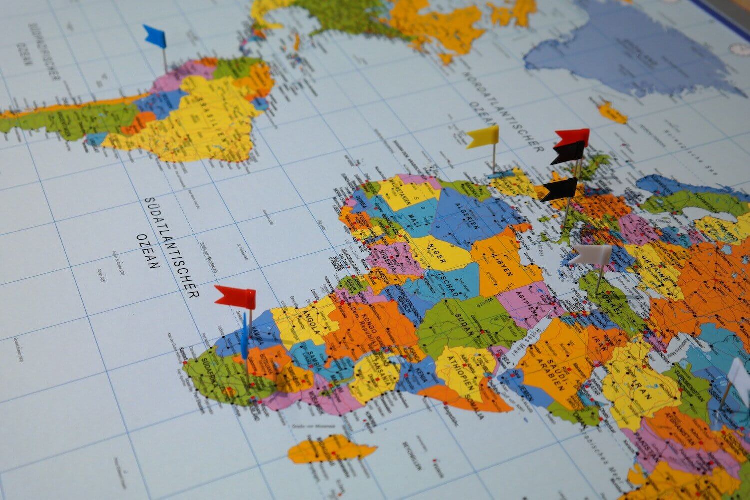 Map showing part of the globe