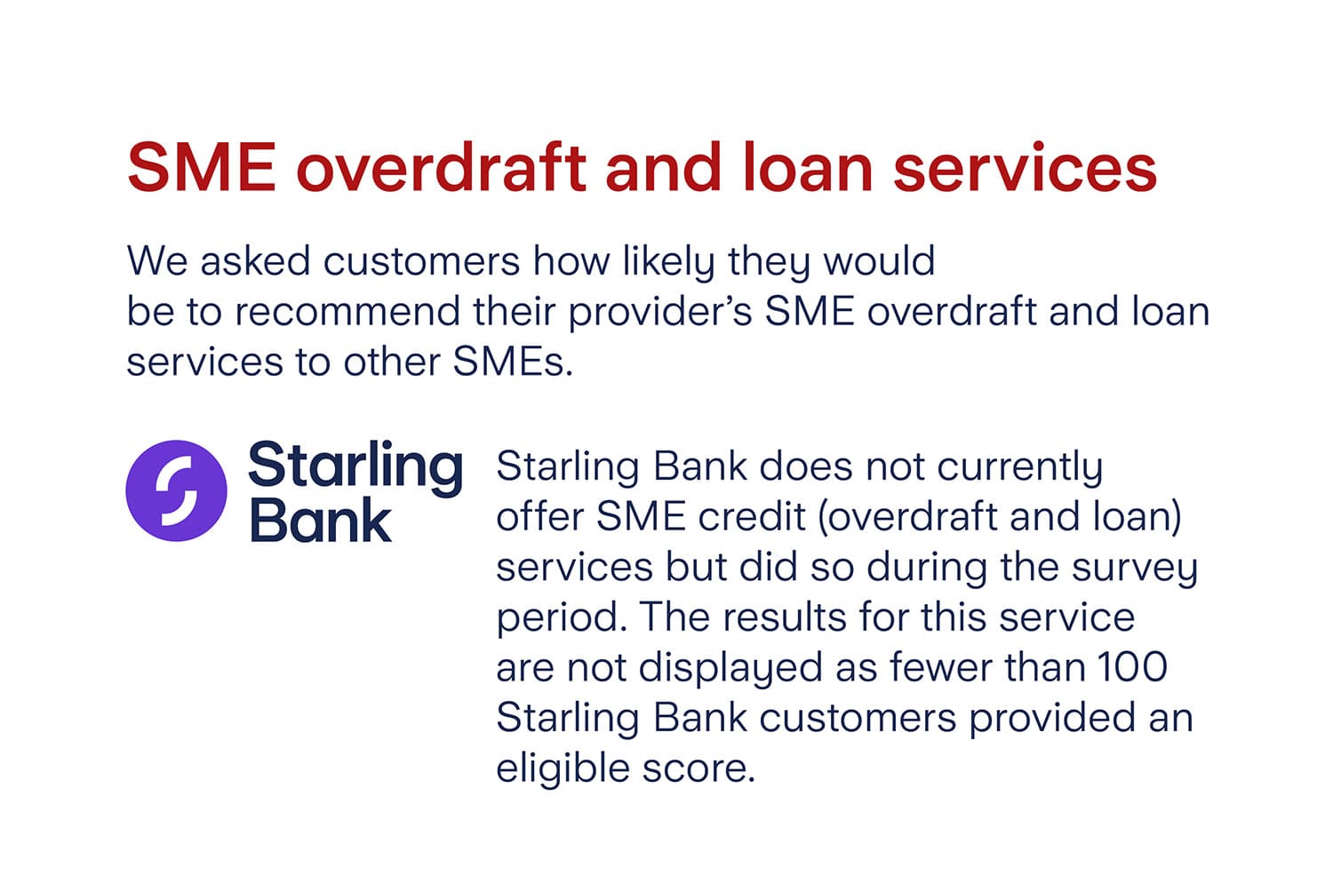 CMA results - SME overdraft and loan services