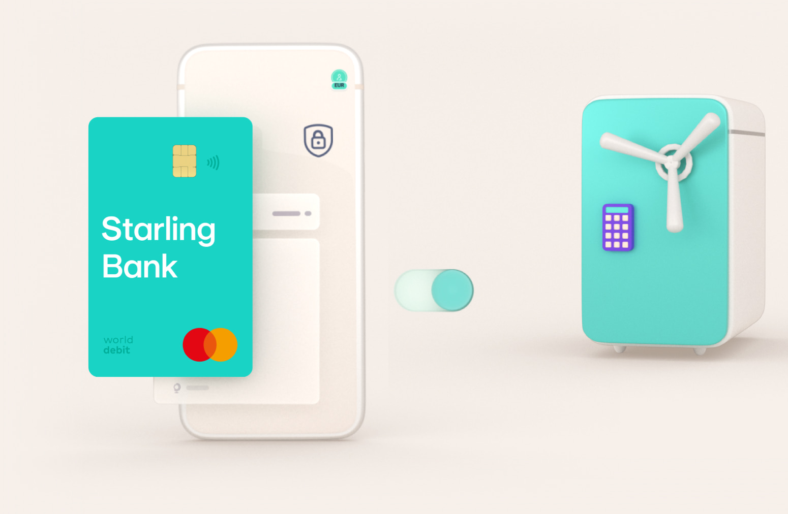 illustration of Starling debit card and security volt