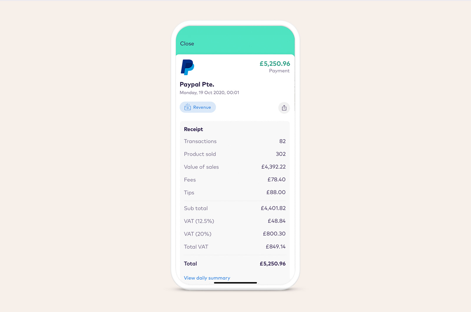 iZettle payout receipt
