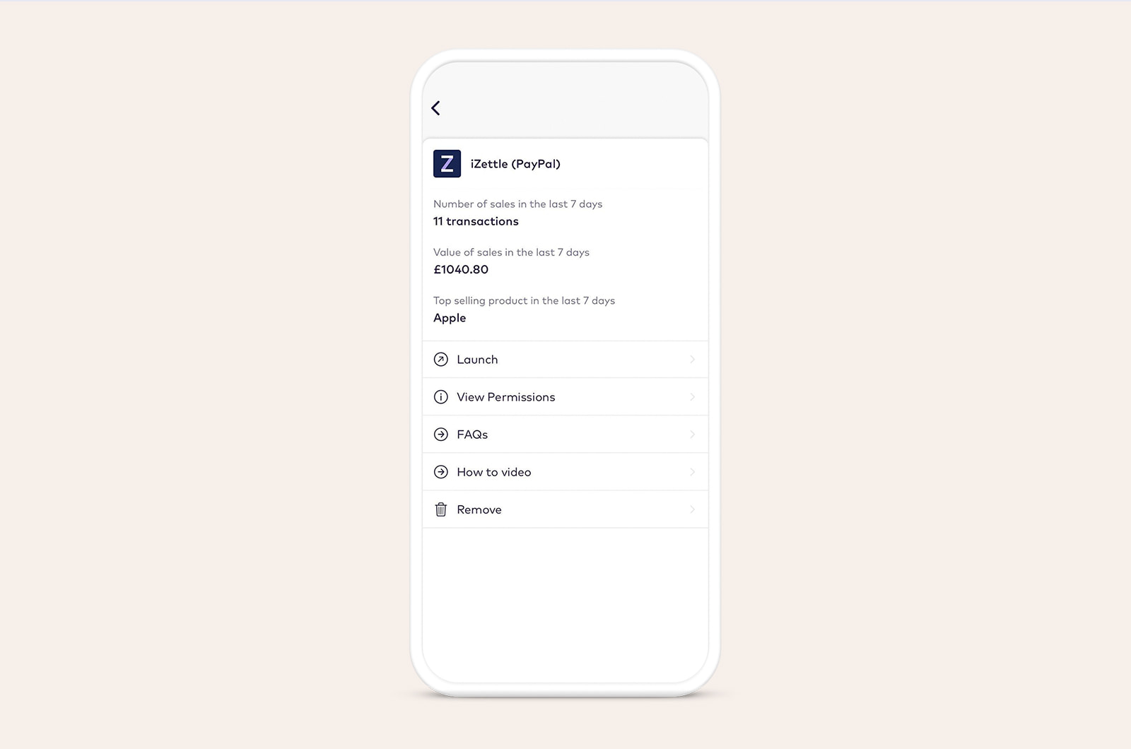 iZettle transaction screen