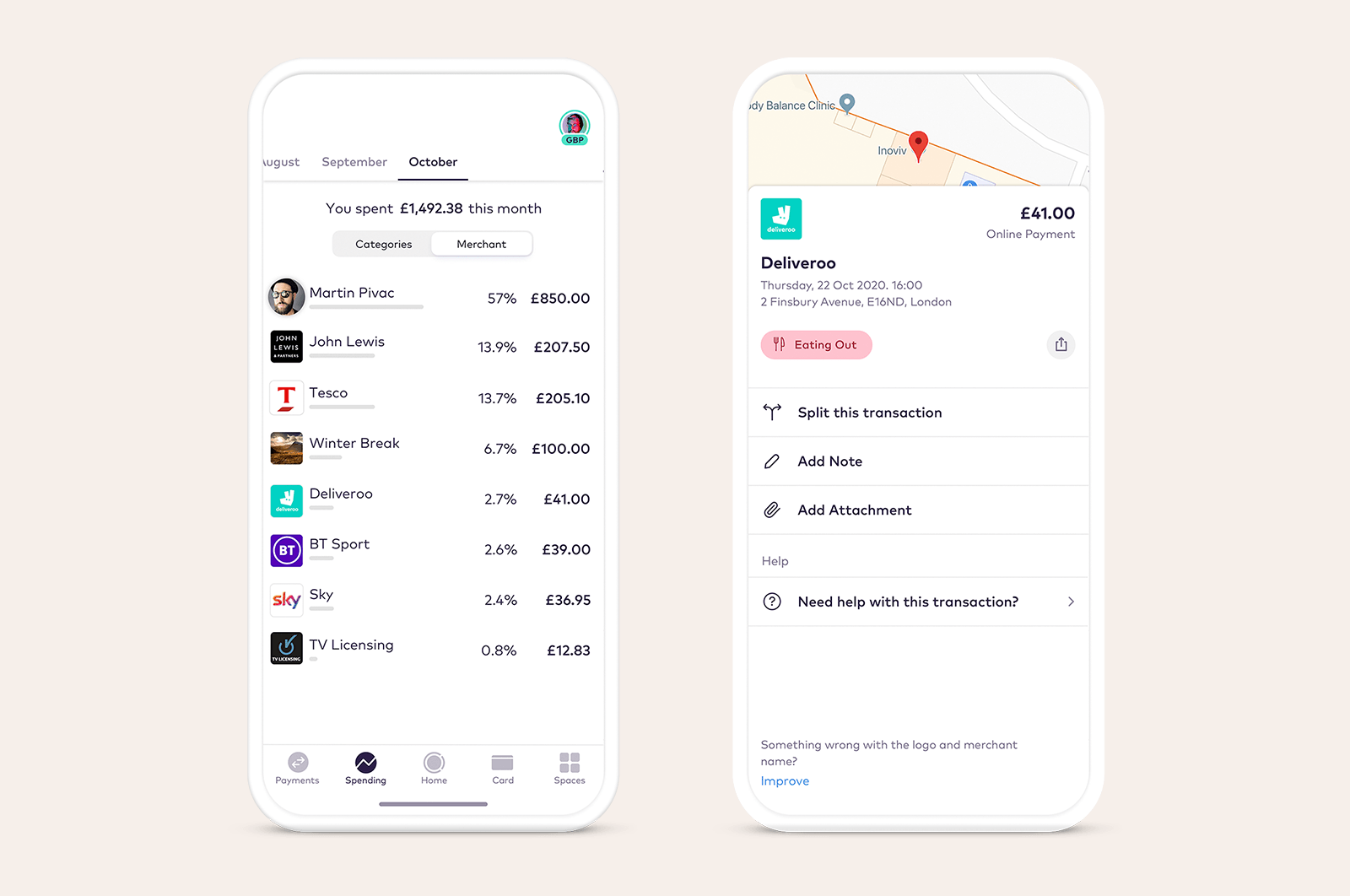 Starling app Spending Insights screen
