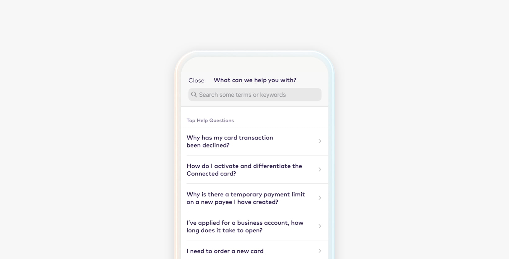Help Centre screen within the Starling app