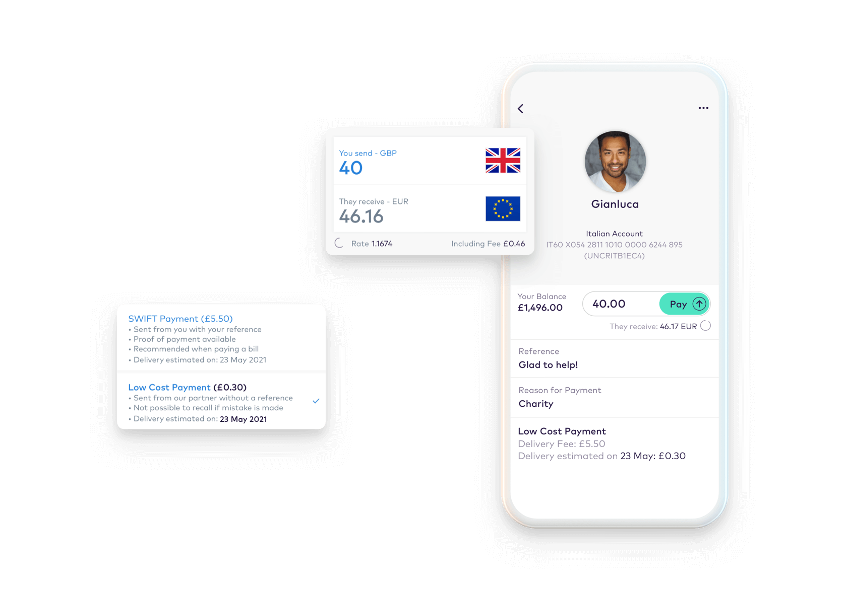 Mobile screen showing EU exchange rates
