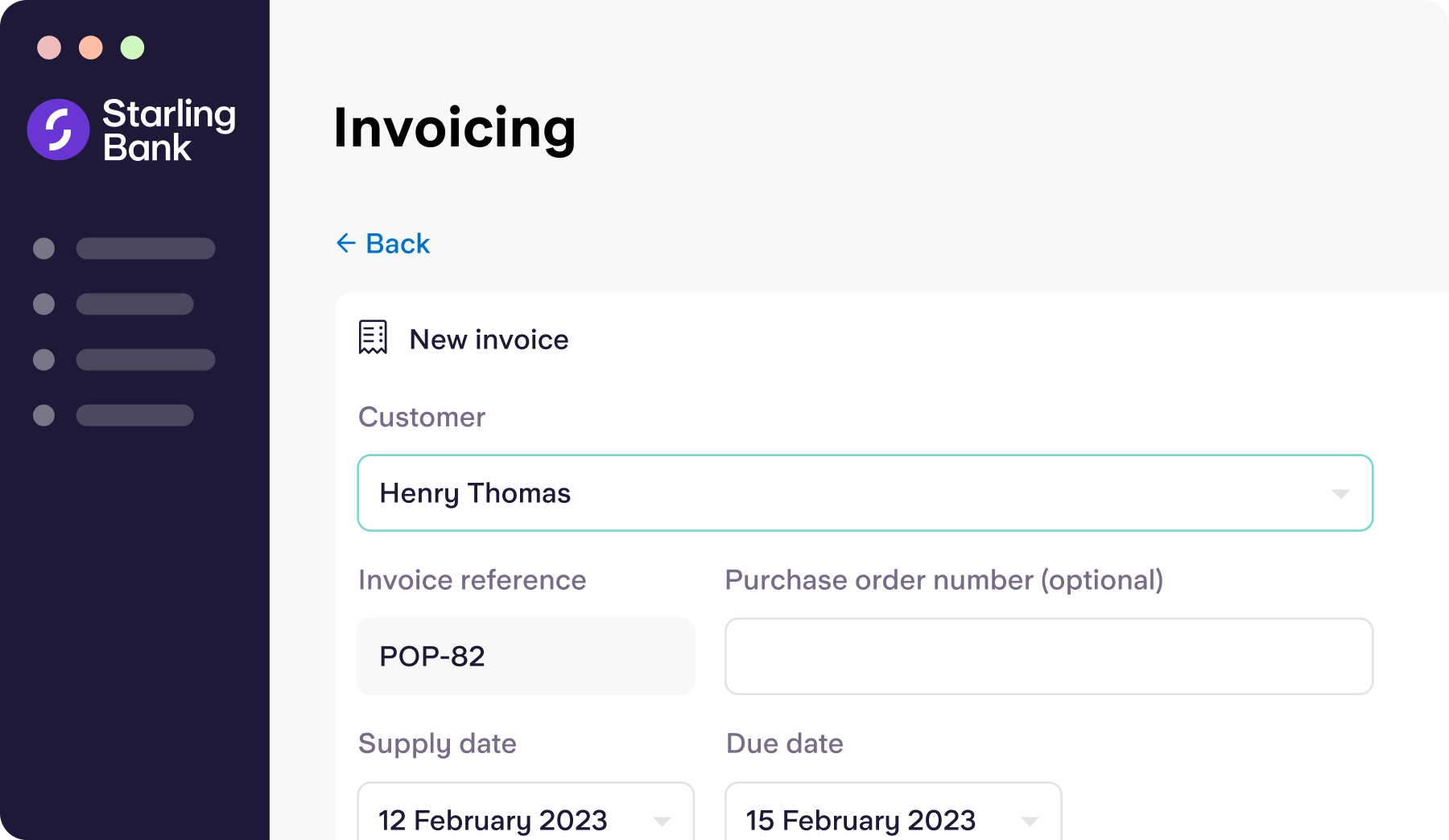 Creating an invoice