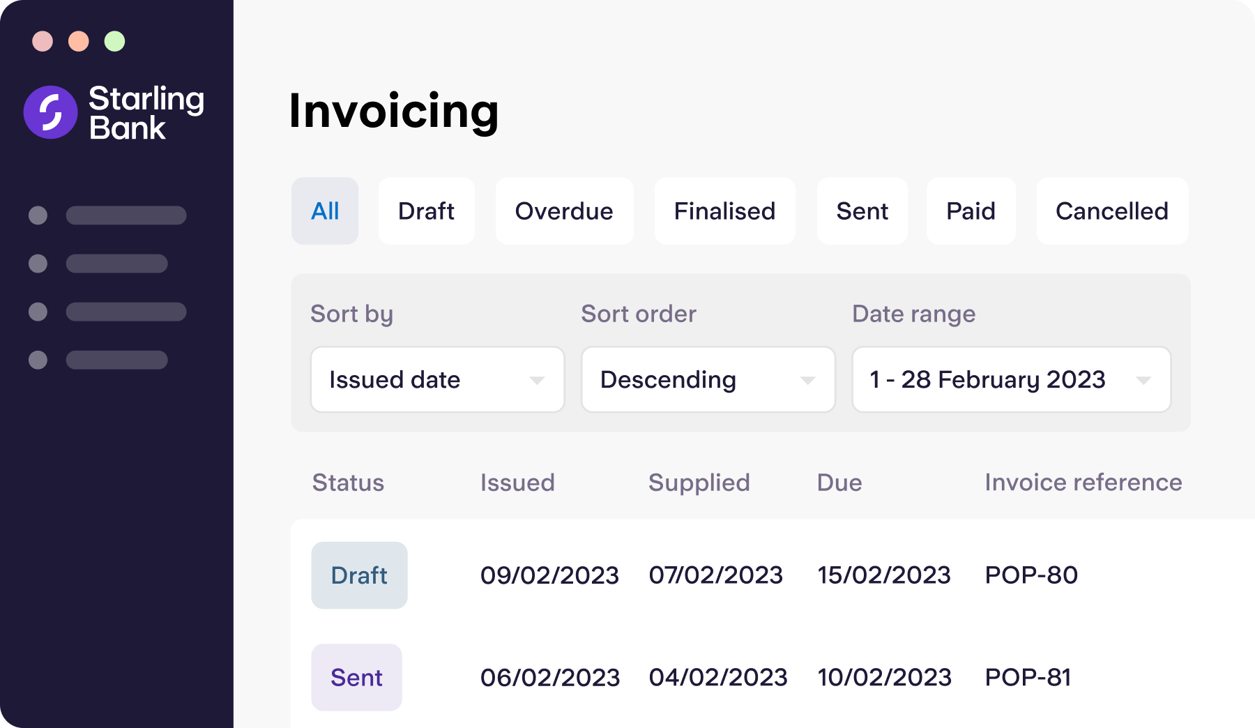 Invoice history