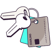 illustration of keys and starling card