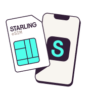 Illustration of a mobile phone and Starling eSIM
