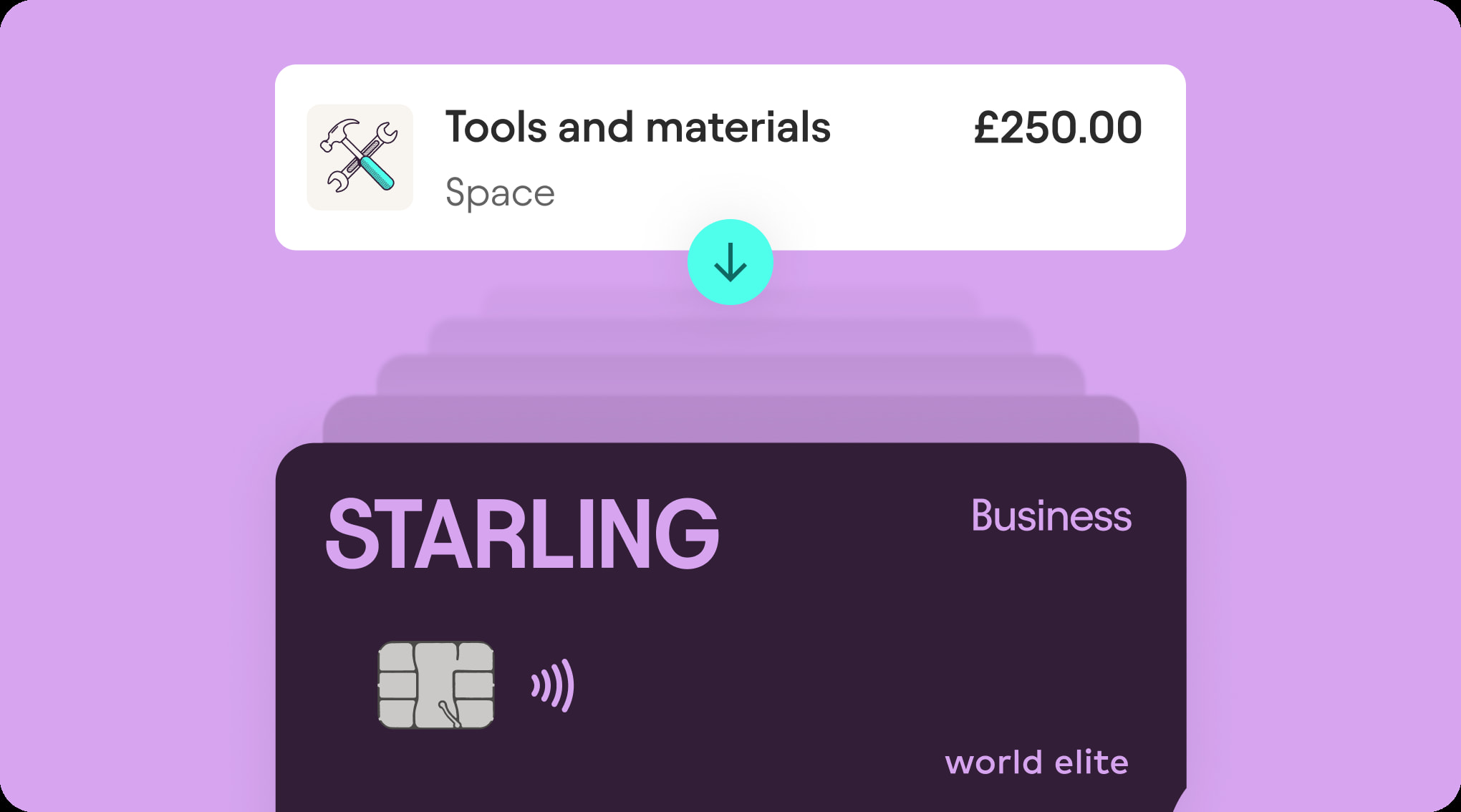 An illustration showing a Starling Business Expense Card