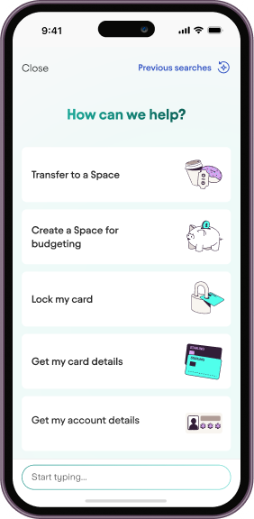 Starling app showing Starling Assistant feature, with "How can we help?" at the top
