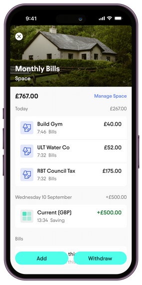 An example app screen showing bills manager