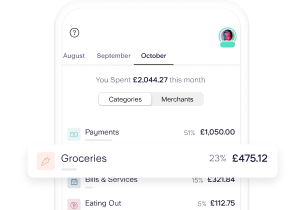 Categorised spending listed on Starling app