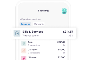 The spending categories section of the Starling app