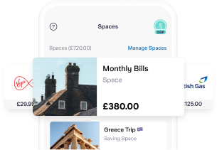 Monthly bills highlighted in the Spaces section of the Starling app