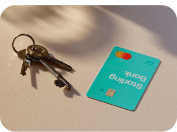 A Starling personal account card with house keys