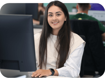 Customer support smiling at the camera