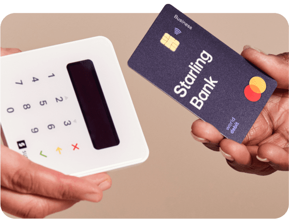 Someone tapping their Starling business account card on a payment terminal