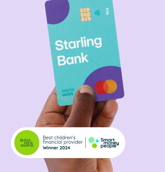hand holding a kite card with British bank awards logo