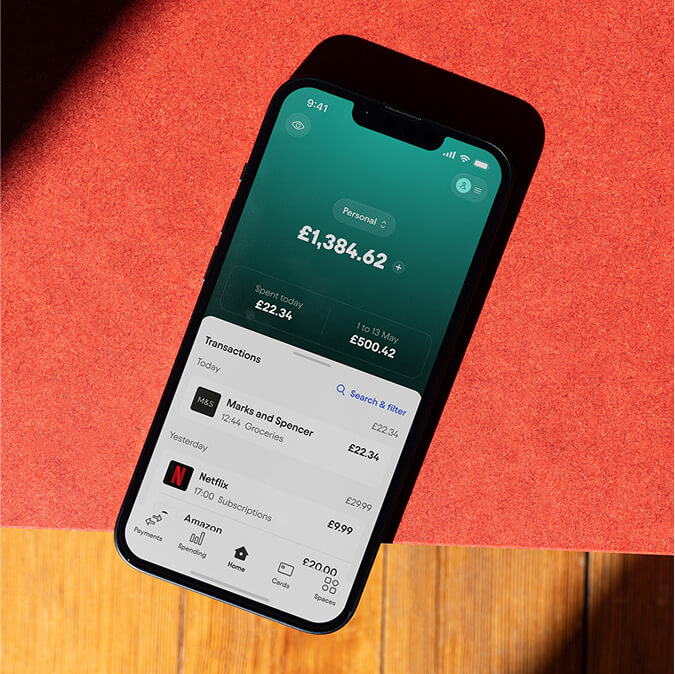 Starling app showing personal balance