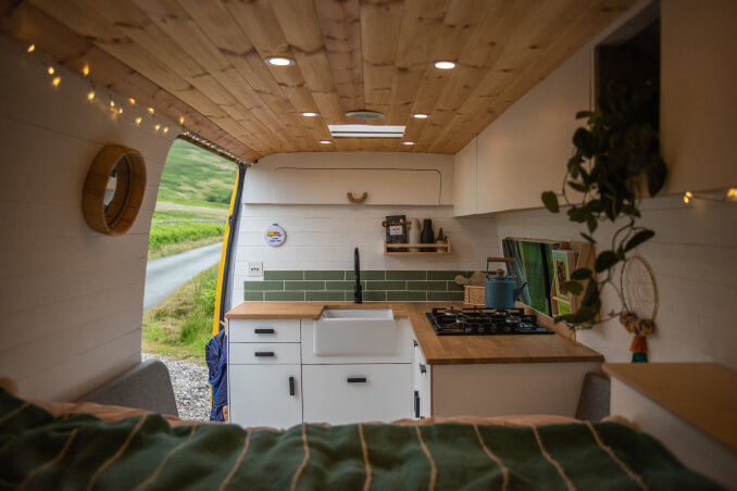 Inside of the campervan kitchen