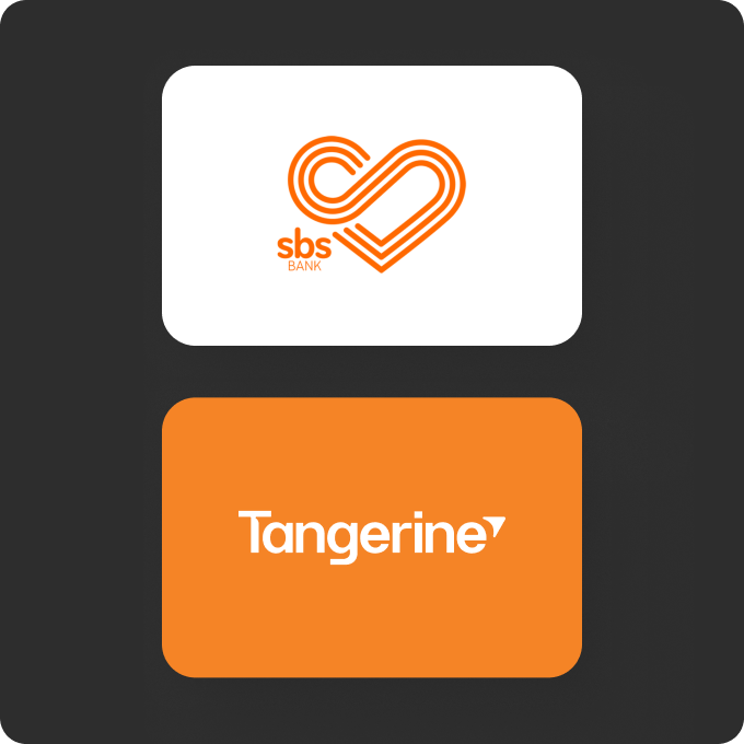 Engine partnership logos - SBS bank and Tangerine