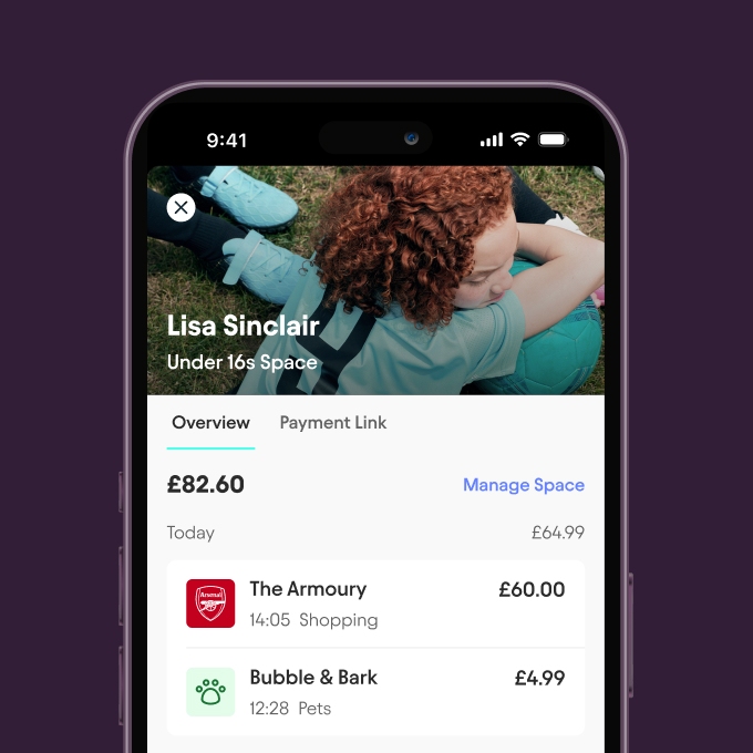 An example of an Under 16s space in the Starling app