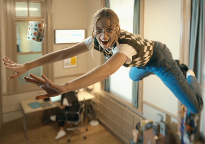 Woman floating in the room