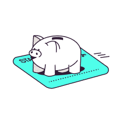 Illustration showing a piggy bank on a Starling card