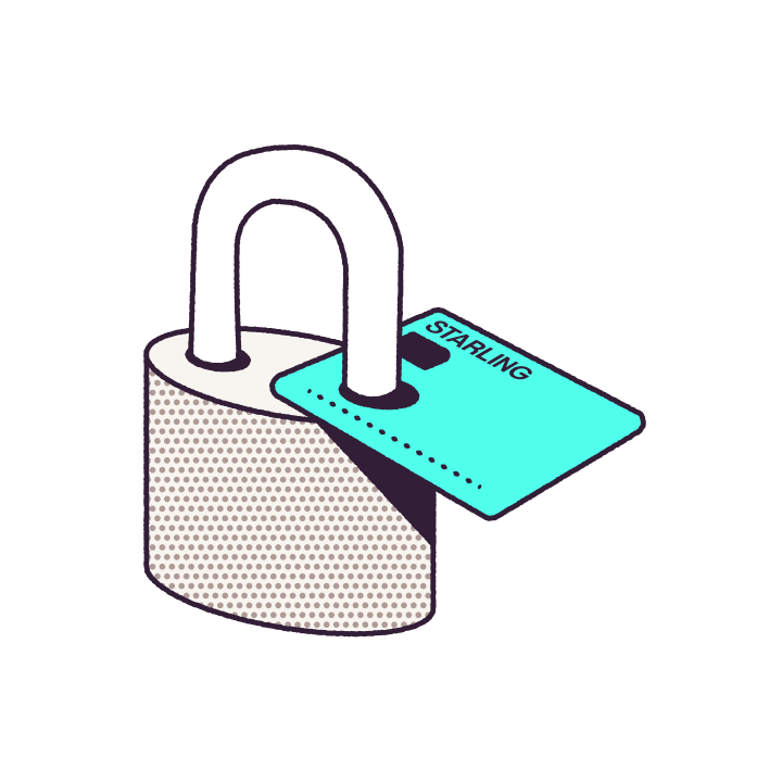 An illustration of a padlock with a Starling bankcard