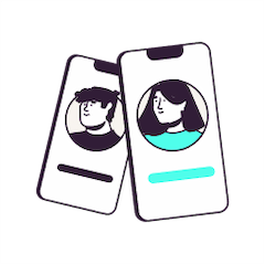 Illustration showing two avatars on two phones