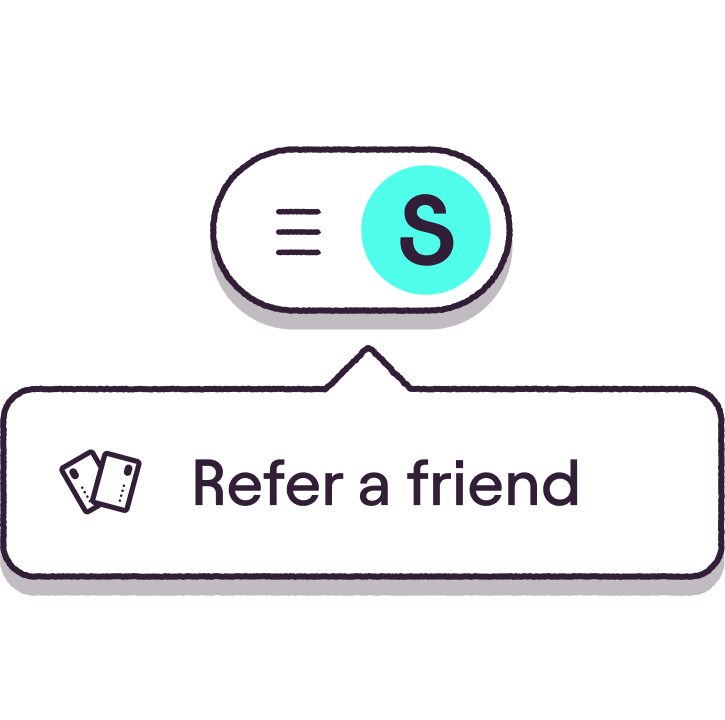 An illustration showing the refer a friend section in the Starling app