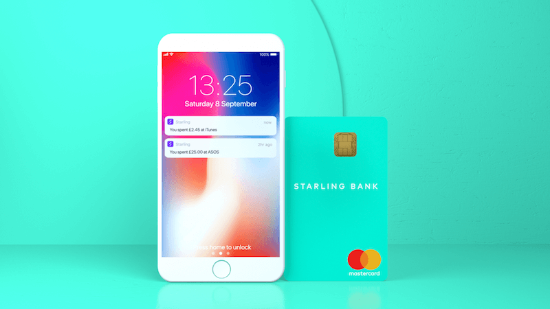 notifications in phone and Starling bank card